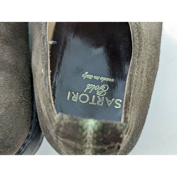 SARTORI GOLD BROWN SUEDE PLAIN TOE ANKLE BOOT HANDMADE IN ITALY MENS SIZE 9.5 - Picture 4 of 8